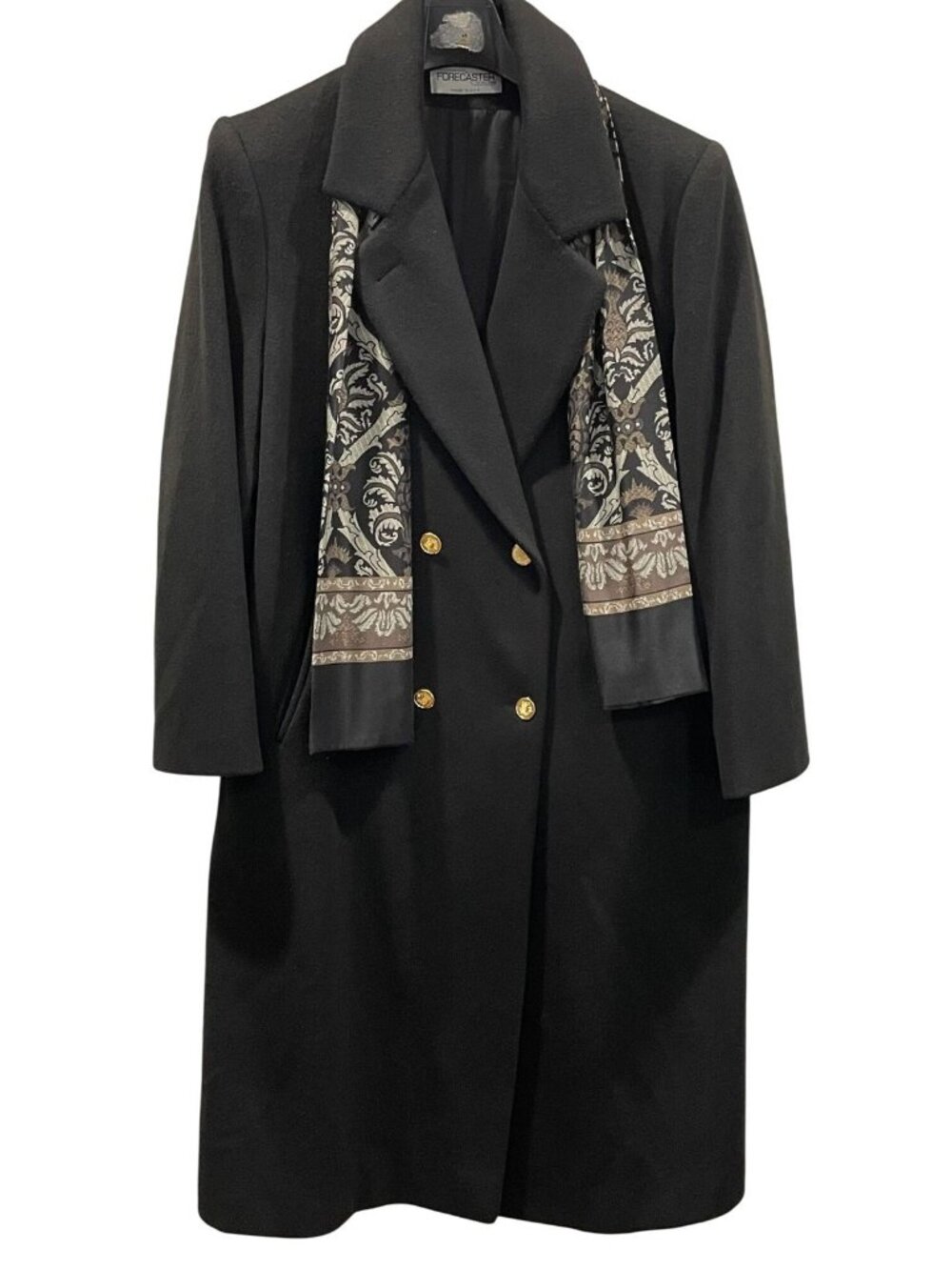 Vintage Forecaster Double Breasted Overcoat w Scarf 14 Black Academia Old Money